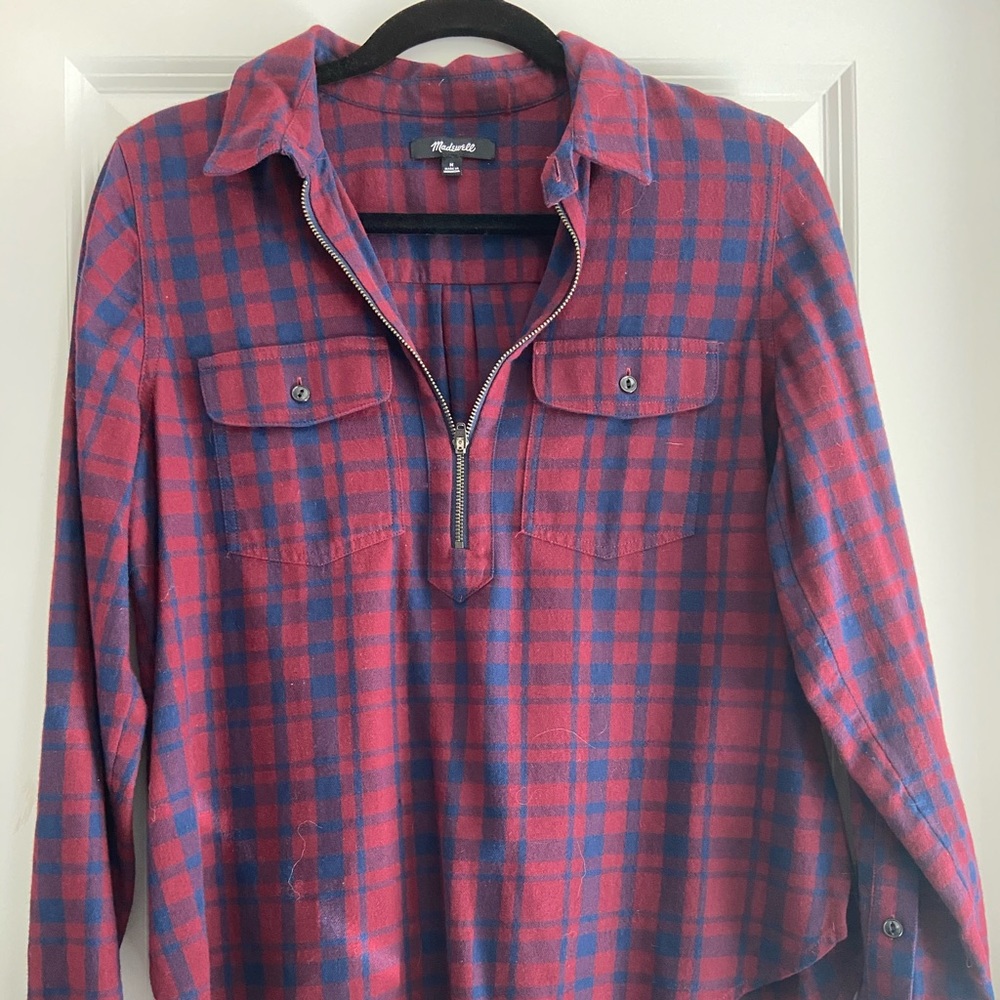 Madewell Zip Front Plaid Flannel Shirt